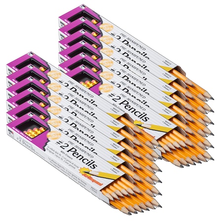 Charles Leonard No. 2 Pencil with Eraser, Pre-Sharpened, Yellow, 12 Per Pack, PK12 65512